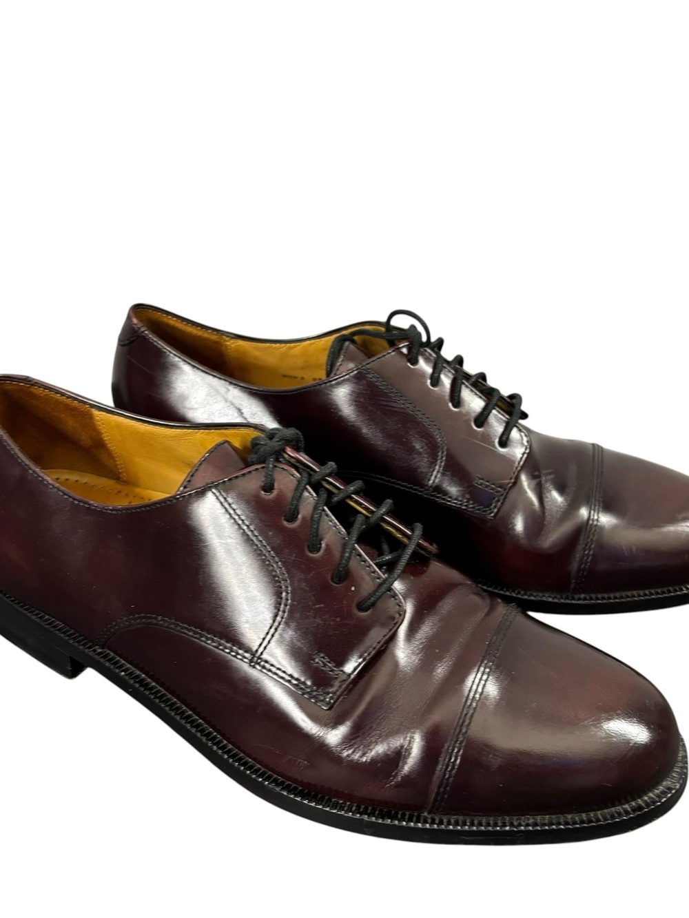 Cole Haan Mens Burgundy Leather Lace Up Cap Toe Oxford Shoes Size 8.5D